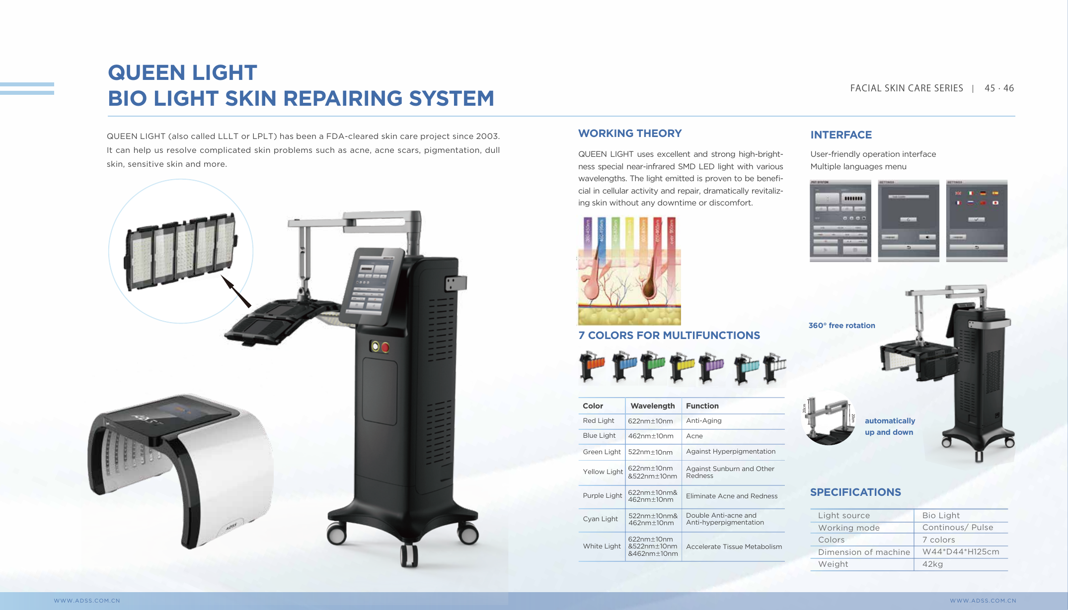 Page catalogue ADSS - Bio Light Skin Repairing System