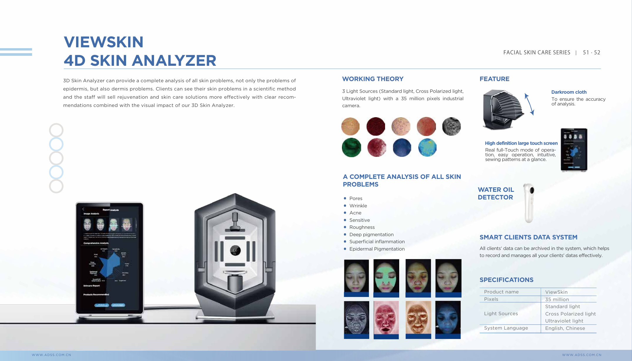 Page catalogue ADSS - Viewskin 4D Skin Analyzer